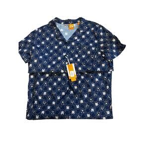 Construct NWT Cat Floral Pajama Set Navy Size M Sleepwear Loungewear 2pc Set